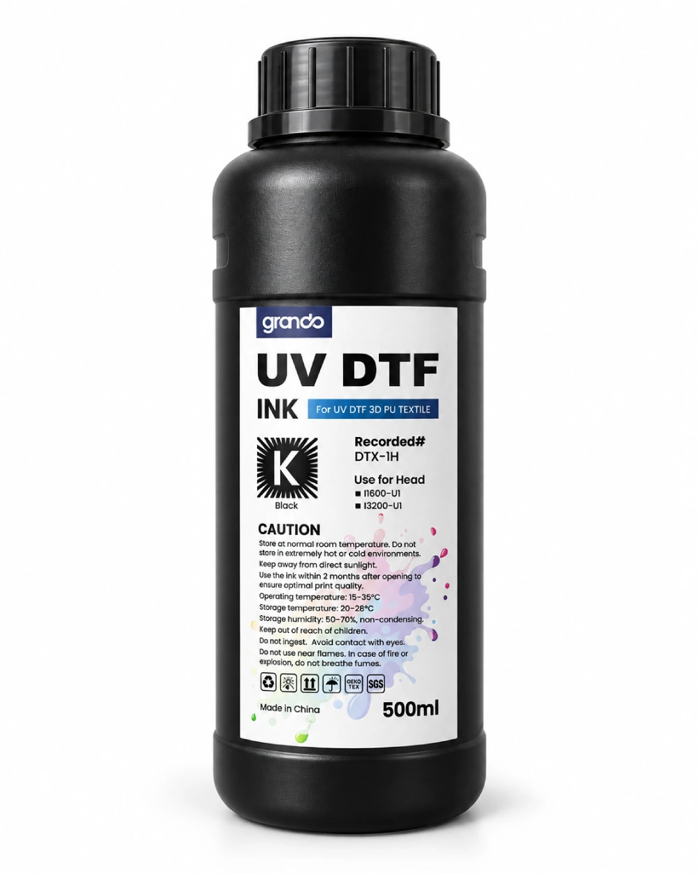 Grando UV DTF Ink 500ml – Black