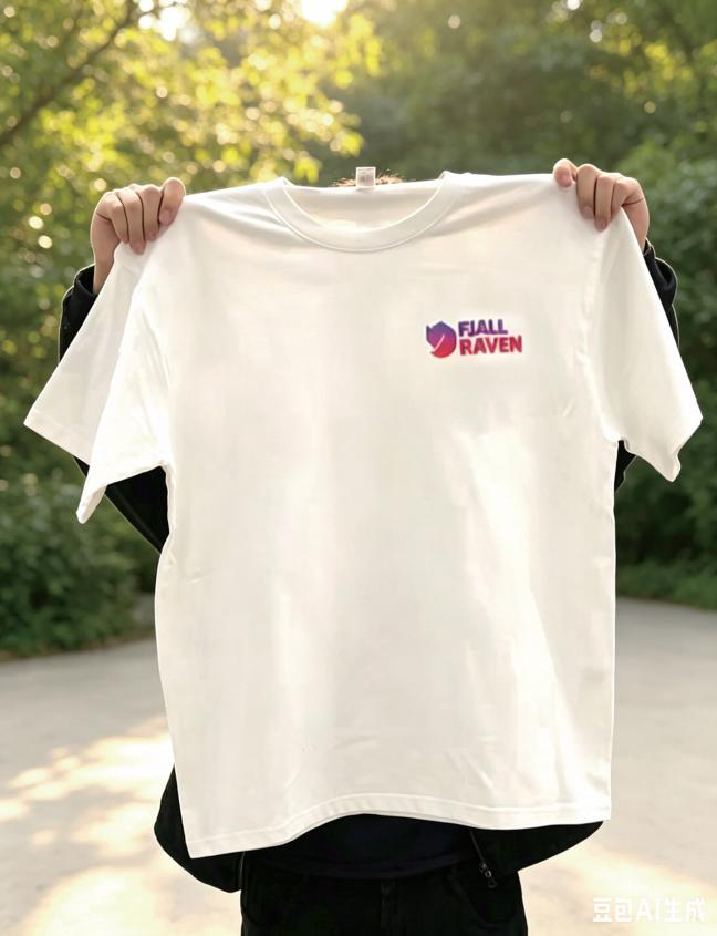 White T-shirt with a small chest logo, illustrated in the GD-302UV manufacturer brochure. Manufacturer AI-generated illustration.